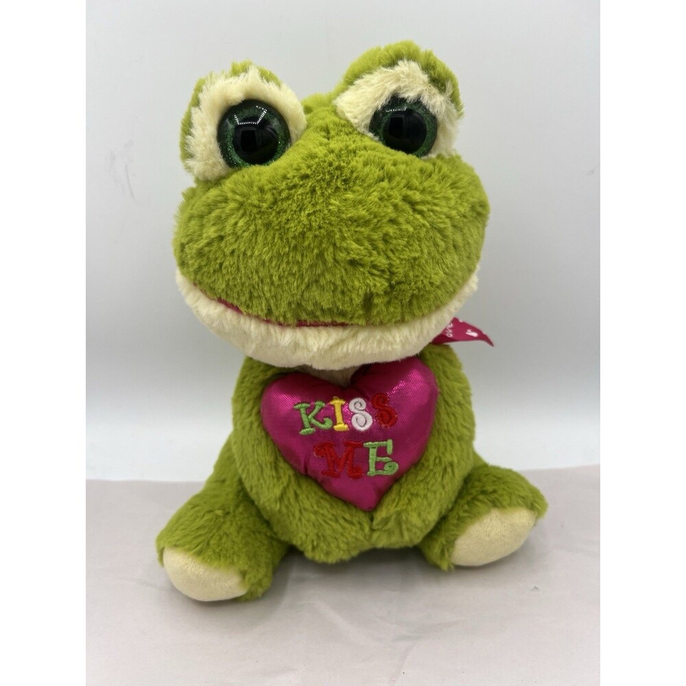 Inter American Frog Plush 10” Valentines Kiss Me Heart Stuffed Animal Green Love - Picture 4 of 13